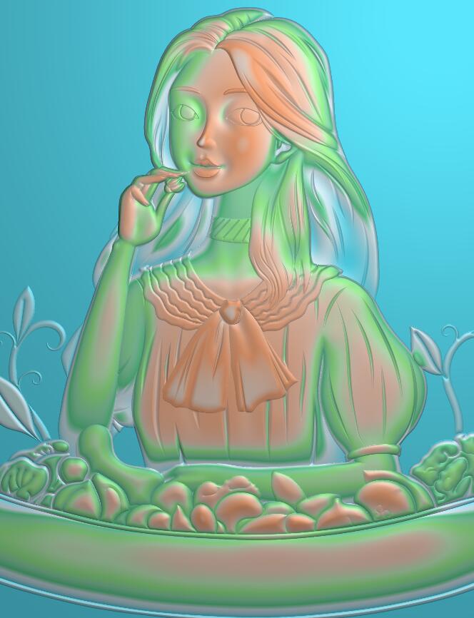 燙金少女半身浮雕(F2304211129)