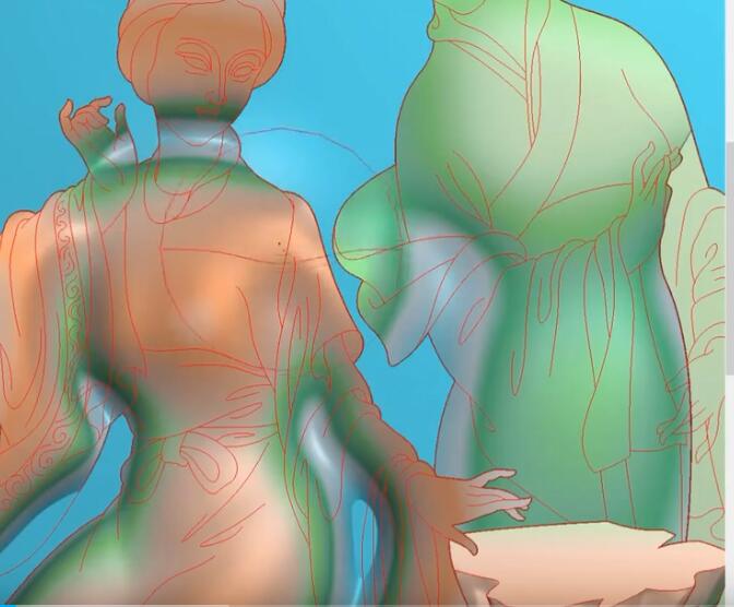 精雕軟件教程：坐姿侍女浮雕大型